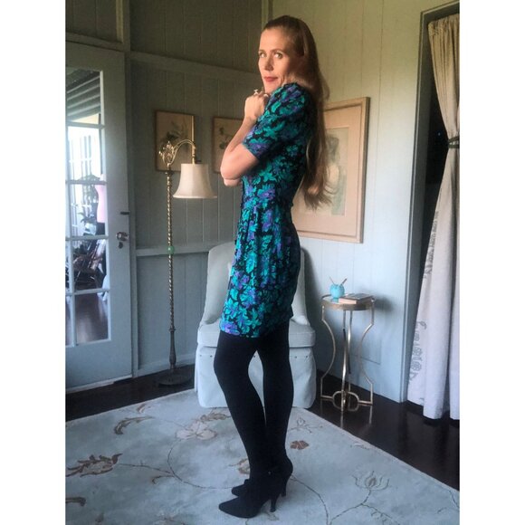 VintagFloral Midi Dress, Puff Sleeve Dress, 80s Dress, like Laura Ashley | Small - Picture 7 of 10